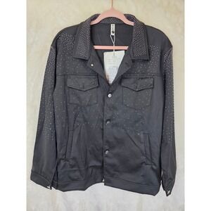Lukas Black Rhinestone Embellished Snap Front Jacket Size 6‎ NEW